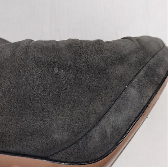 Prada Women's Gray Suede Open Toe High Slender Heel Slip On Heels Sz 10 - Picture 15 of 15